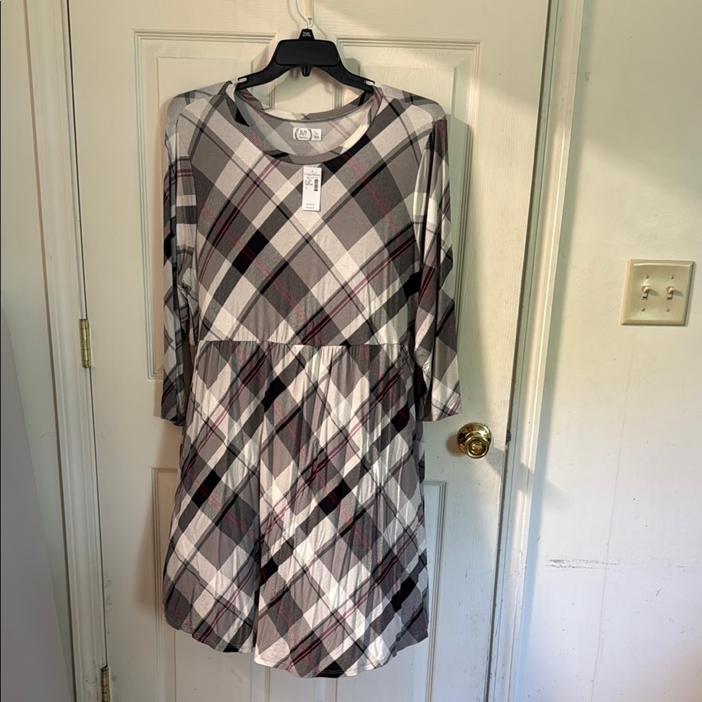 Maurices Checkered Long Sleeve Dress